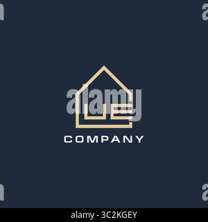 Lettre initiale NOUS logo immobilier avec des idées de conception de style de toit simple vecteur graphique graphique Illustration de Vecteur