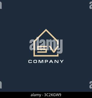 Lettre initiale SV logo immobilier avec des idées de conception de style de toit simple vecteur graphique graphique Illustration de Vecteur