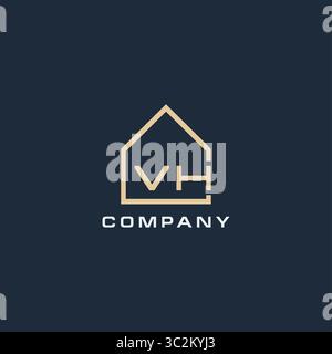 Lettre initiale VH logo immobilier avec des idées de conception de style de toit simple vecteur graphique graphique Illustration de Vecteur