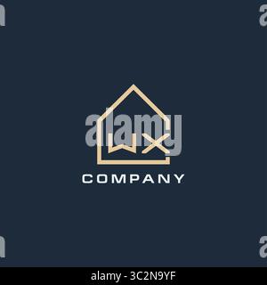 Lettre initiale UX logo immobilier avec des idées de conception de style de toit simple vecteur graphique graphique Illustration de Vecteur