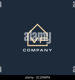Lettre initiale VF logo immobilier avec des idées de conception de style de toit simple vecteur graphique graphique Illustration de Vecteur