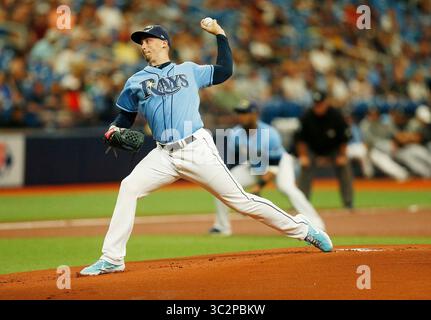 21 juillet 2019 - Petersburg, Florida, USA - Tampa Bay Rays débutant le lanceur Blake Snell (4) lors de la première manche du match au Tropicana Field à Petersburg, Floride le dimanche 21 juillet 2019. (Crédit image : © Octavio Jones/Tampa Bay Times via ZUMA Wire) Banque D'Images