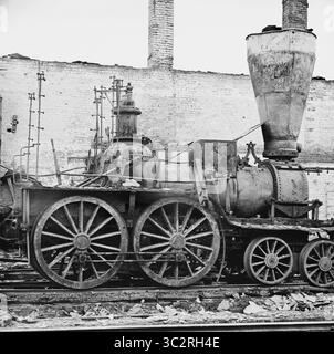 31 mai 2019, Richmond, Virginie, États-Unis : locomotives endommagées, guerre de Sécession, Richmond, Virginie, États-Unis, 1865 (crédit image : © JT Vintage/Glasshouse via ZUMA Wire) Banque D'Images