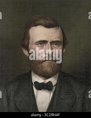 31 mai 2019, États-Unis : Ulysses S. Grant (1822-85), 18e président des États-Unis 1869-77, général de l'armée de l'Union pendant la guerre de Sécession, Portrait de tête et d'épaules, lithographie, Strobridge & Co, 1877 (crédit image : © JT Vintage/Glasshouse via ZUMA Wire) Banque D'Images