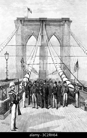 États-Unis : le Grand Pont - le président Arthur et son parti traversent l'autoroute suspendue, dessiné par Schell & Hogan, Harper's Weekly, 2 juin 1883 (crédit image : © Circa images/JT Vintage via ZUMA Press Wire) Banque D'Images