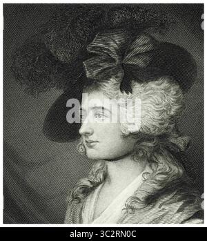 7 mars 2019, États-Unis : Sarah Siddons (1755-1831), actrice anglaise galloise, Portrait de tête et d'épaules, gravure sur acier, Galerie de portraits d'hommes et de femmes éminents d'Europe et d'Amérique par Evert A. Duyckinck, publié par Henry J. Johnson, Johnson, Wilson & Company, New York, 1873 (crédit image : © JT Vintage/Glasshouse via ZUMA Wire) Banque D'Images