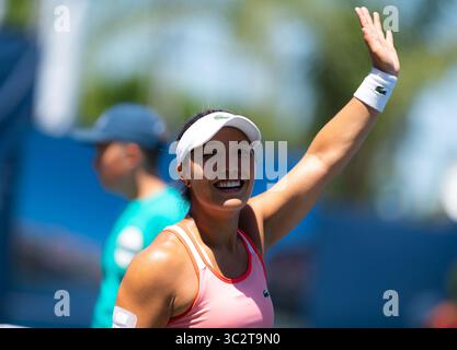 1er août 2019, États-Unis : Kristie Ahn des États-Unis célèbre avoir atteint les quarts de finale du tournoi de tennis Mubadala Silicon Valley Classic premier Tournament 2019 contre Kristie Ahn des États-Unis (crédit image : © AFP7 via ZUMA Wire) Banque D'Images