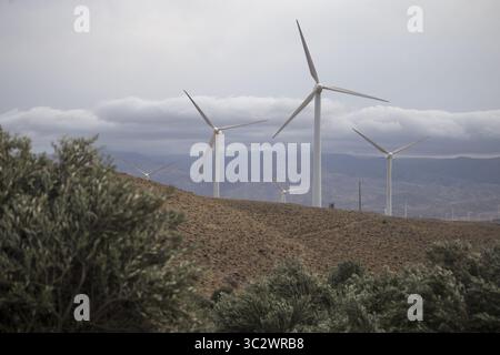 8 août 2019, Manjil, Gilan, IRAN : une vue de Rudbar et Manjil parc éolien à Manjil, province de Gilan, Iran. Harzvil Siahpoush, Manjil, et Rudbar les parcs éoliens sont parcs éoliens situés dans la région de Gilan, Iran. En 1995, les gouverneurs de l'Iran a décidé d'utiliser les énergies renouvelables en Iran et a commencé à développer des parcs éoliens dans la région Manjil. Ils commencent par l'installation d'un réservoir Nord NTK-500/37 éolienne. Ils ont ajouté d'autres produits d'Nordtank NTK comme-300/35 et NTK-550/42. Le développeur a été l'Iran les énergies renouvelables (SUNA) comme représentant de TAVANIR, et ils ont choisi comme Saba-Niroo fabricant iranien à Banque D'Images
