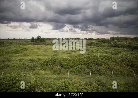 8 août 2019, Gilan, IRAN : une vue de la nature autour du train touristique Téhéran-Rasht en Iran. Le chemin de fer Astara-Rasht-Qazvin est un corridor de transport qui relie les chemins de fer existants de Russie, Azerbaïdjan et Iran. Le projet est réalisé dans le cadre du corridor de transport international Nord-Sud. Le but du projet est d'intégrer les voies de transport et d'information de la Russie, de l'Azerbaïdjan, de l'Iran et de l'Inde. (Crédit image : © Rouzbeh Fouladi/ZUMA Wire) Banque D'Images