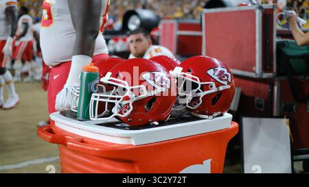 17 août 2019 : KC Helmets lors des Pittsburgh Steelers vs Kansas City Chiefs à Heinz Field à Pittsburgh, PA. Jason Pohuski/CSM(image de crédit : &copy ; Jason Pohuski/CSM via ZUMA Wire) Banque D'Images