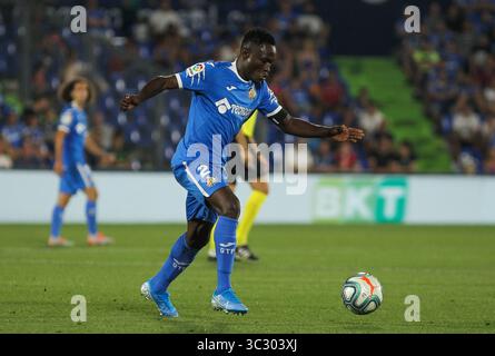 24 août 2019, Getafe, Madrid, Espagne : Djene de Getafe en action pendant le match de football du championnat espagnol de la Liga, entre Getafe et Athletic de Bilbao, 24 août, Colisée Alfonso Perez, à Getafe, Madrid, Espagne. (Crédit image : © AFP7 via ZUMA Wire) Banque D'Images