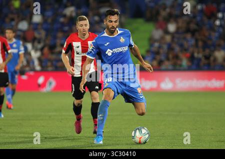 24 août 2019, Getafe, Madrid, Espagne : Enric Gallego de Getafe en action pendant le match de football du championnat espagnol de la Liga, entre Getafe et Athletic de Bilbao, 24 août, Colisée Alfonso Perez, à Getafe, Madrid, Espagne. (Crédit image : © AFP7 via ZUMA Wire) Banque D'Images