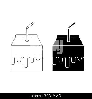 Icône de contour et de silhouette d'un vecteur de lait de boîte Illustration de Vecteur