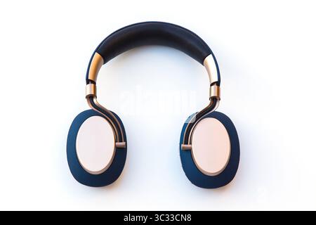 Casque sans fil Bowers et Wilkins sur fond blanc. Banque D'Images
