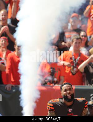 8 septembre 2019, Cleveland, OH, USA : Cleveland Browns Odell Beckham Jr. est présenté à la foule locale avant le match contre les Titans du Tennessee le dimanche 8 septembre 2019 à Cleveland, Ohio, au FirstEnergy Stadium. Les Browns perdent le match 43-13. (Crédit image : © TNS via ZUMA Wire) Banque D'Images