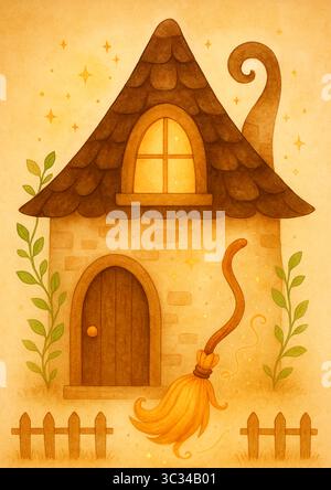 Hand Painted Halloween Clipart – Cute Ghosts, Props & Spooky Objects in Watercolor Style Banque D'Images