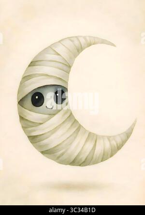 Hand Painted Halloween Clipart – Cute Ghosts, Props & Spooky Objects in Watercolor Style Banque D'Images