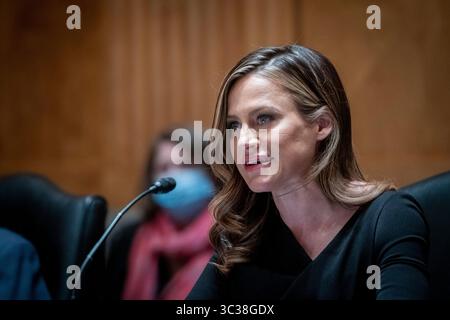 22 avril 2021, Washington, District of Columbia, USA : Amber Faye McReynolds comparaît devant une audience de nomination du Comité sénatorial sur la sécurité intérieure et les affaires gouvernementales, pour être gouverneur du service postal des États-Unis, dans le bâtiment du bureau du Sénat Dirksen à Washington, DC, le jeudi 22 avril, 2021. crédit : Rod Lamkey / CNP (crédit image : © Rod Lamkey - CNP/CNP via ZUMA Wire) Banque D'Images
