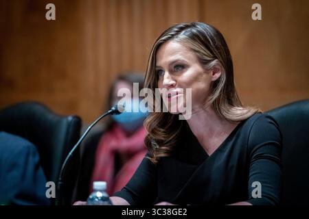 22 avril 2021, Washington, District of Columbia, USA : Amber Faye McReynolds comparaît devant une audience de nomination du Comité sénatorial sur la sécurité intérieure et les affaires gouvernementales, pour être gouverneur du service postal des États-Unis, dans le bâtiment du bureau du Sénat Dirksen à Washington, DC, le jeudi 22 avril, 2021. crédit : Rod Lamkey / CNP (crédit image : © Rod Lamkey - CNP/CNP via ZUMA Wire) Banque D'Images
