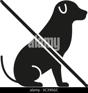 Icône chiens interdits. Symbole de silhouette d'indication de zone de restriction PET. Zone d'exclusion des chiens, interdiction et notification d'interdiction d'animaux. Vecteur isolé Illustration de Vecteur