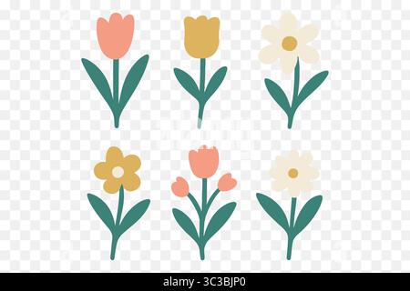 Floral Frame & Label Clipart bordures de fleurs modifiables et éléments d'étiquette botanique Illustration de Vecteur