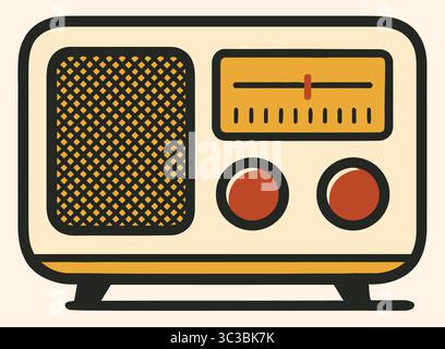 Icône rétro Vintage Radio Vector Mid-Century style Illustration de Vecteur