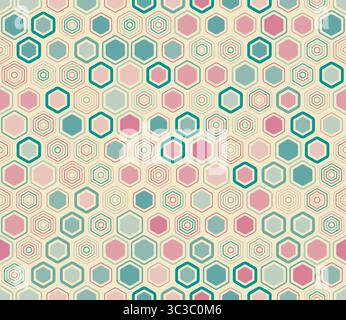 Répétition vectorielle hexagonale. Éléments géométriques de style et de couleur variés. Motif hexagonal. Motif inclinable. Arrière-plan transparent. Illustration de Vecteur