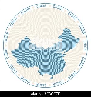 Design de logo rond en Chine. Construction de bagues en forme de pays. Chine texte dans tout le pays. Illustration vectorielle. Illustration de Vecteur