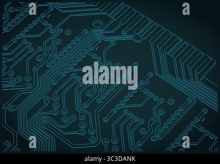 Dessin de carte de circuit imprimé gros plan illustration vectorielle stylisée Illustration de Vecteur
