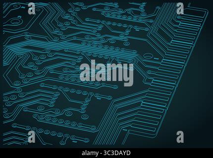 Dessin de carte de circuit imprimé gros plan illustration vectorielle stylisée Illustration de Vecteur
