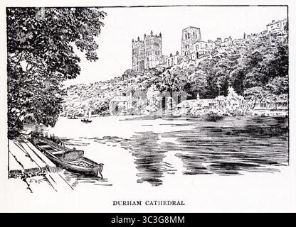 La cathédrale de Durham au début des années 1900, du livre Through the North Country de H. Russell Ford, publié par Humphrey Milford en 1931 comme un volume dans une série de lecteurs par Herbert Strang Banque D'Images