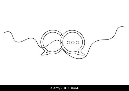 Bulle de parole minimale Continuous Line Art Vector Chat icône Silhouette pour la communication et la conception de messagerie. Illustration de Vecteur