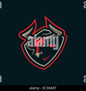 Vecteur de conception de logo de mascotte Bull. Illustration de l'écusson Bull. Illustration de Vecteur