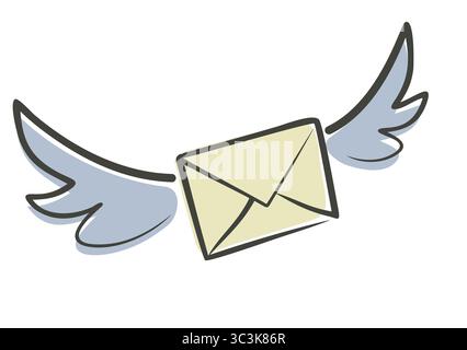 Enveloppe mail logo avec ailes. Illustration de Vecteur