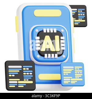 Illustration de l'icône Smart ai Phone 3D. Banque D'Images