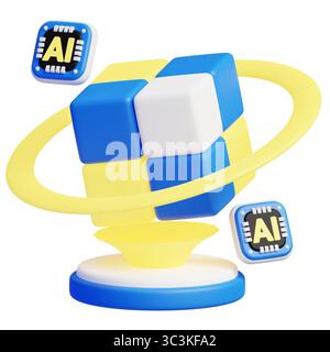 Illustration de l'icône 3D de l'affichage holographique. Banque D'Images