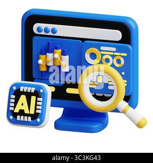 IA dans Fraud Detection 3D Animated concept. Banque D'Images