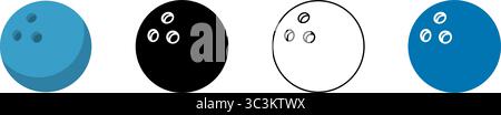 Icône boule de bowling. Icône de boule de bowling dans différentes couleurs et styles. Illustration de Vecteur