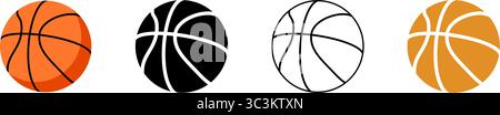 Icône basket-ball. Quatre variations d'un design de basket-ball. Illustration de Vecteur