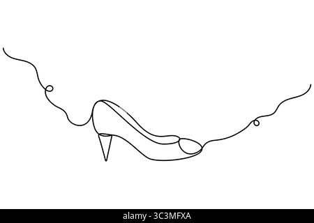 Dessin continu d'une ligne de l'icône de chaussure de sneaker illustration vectorielle Illustration de Vecteur