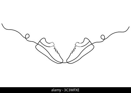 Dessin continu d'une ligne de l'icône de chaussure de sneaker illustration vectorielle Illustration de Vecteur