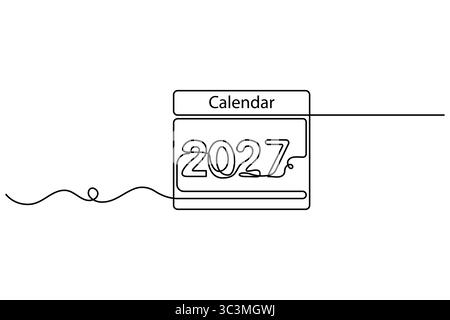 Calendrier de tableau dessin d'art à ligne unique continu et icône de calendrier illustration vectorielle simple de contour Illustration de Vecteur