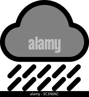 Une icône de nuage gris foncé avec contour noir affiche la pluie tombante, représentant les conditions météorologiques pluvieuses. Illustration de Vecteur
