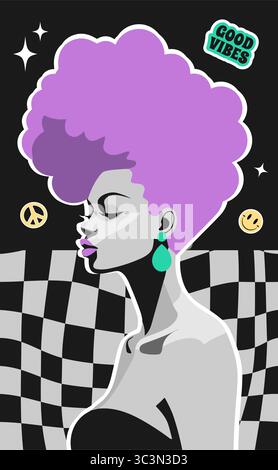 Fond d'écran moderne femme noire. Belle conception de femme. Affiche contemporaine minimaliste abstraite. Décoration murale. Illustration de Vecteur