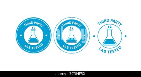 Icônes de produits testés en laboratoire pour la vérification de sécurité par un tiers Illustration de Vecteur