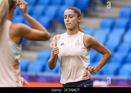 Bâle, Suisse. 26 juillet 2025. BÂLE, SUISSE - JUILLET 26 : Jana Fernandez, espagnole, court pendant la séance d'entraînement précédant la finale de L'UEFA Women's EURO 2025 entre l'Angleterre et l'Espagne au Jakob-Park le 26 juillet 2025 à Bâle, Suisse. (Photo de Leiting Gao/BSR Agency) crédit : BSR Agency/Alamy Live News Banque D'Images