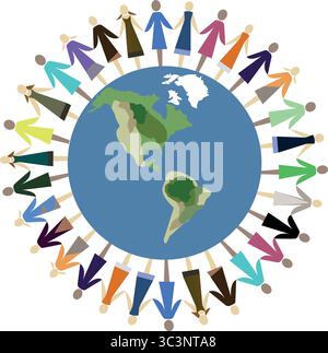Les gens du monde entier se tenant la main dans l'unité Illustration de Vecteur