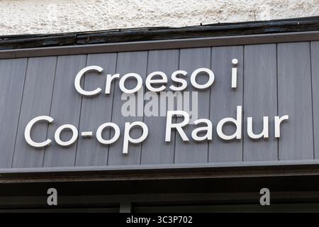 Croeso i Co-op Radur, enseigne au supermarché Co-op à Radyr, pays de Galles, Royaume-Uni Banque D'Images