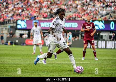 East Rutherford, États-Unis. 26 juillet 2025. East Rutherford, NJ, États-Unis, 26 juillet 2025 : Ayden Heaven (26 Manchester United) lors du premier League Summer Series match entre West Ham United et Manchester United au MetLife Stadium à East Rutherford, NJ États-Unis (USAGE ÉDITORIAL SEULEMENT). (Rebekah Wynkoop/SPP) crédit : SPP Sport Press photo. /Alamy Live News Banque D'Images