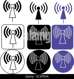 Ensemble d'icônes de tour de communication moderne dans diverses formes pour les concepts technologiques Illustration de Vecteur
